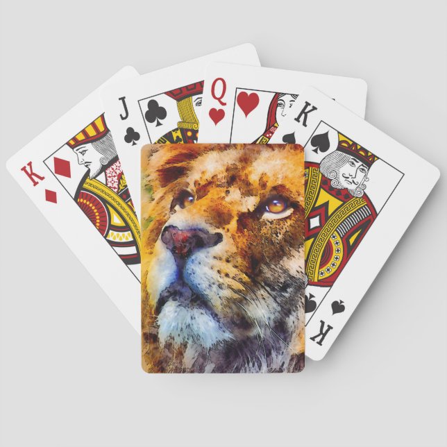 Placid Lion Face Poker Cards (Back)