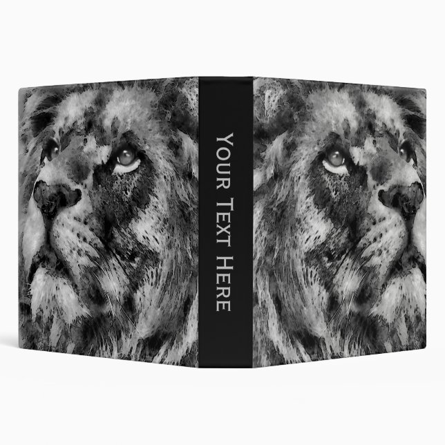 Placid Lion Face Silver 3 Ring Binder (Background)
