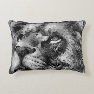 Placid Lion Face Silver Accent Pillow