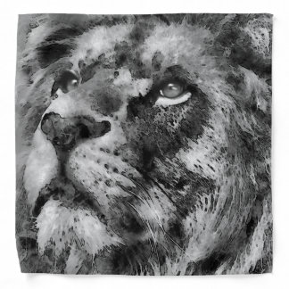 Placid Lion Face Silver Bandana