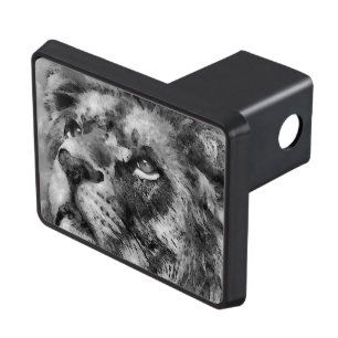 Placid Lion Face Silver Hitch Cover