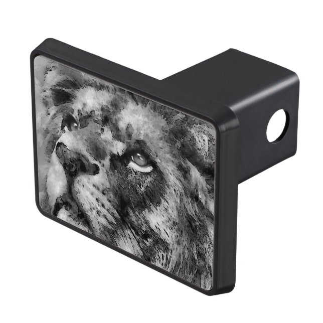 Placid Lion Face Silver Hitch Cover (Top Right)