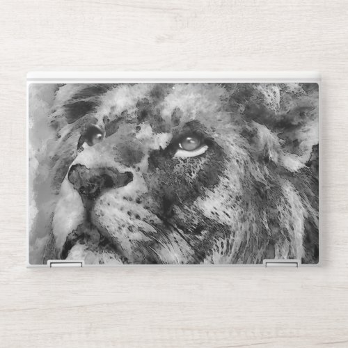 Placid Lion Face Silver HP Laptop Skin