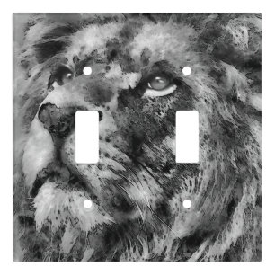 Placid Lion Face Silver Light Switch Cover