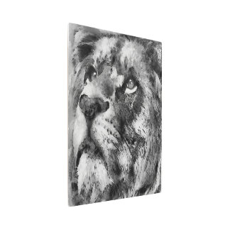 Placid Lion Face Silver Metal Print