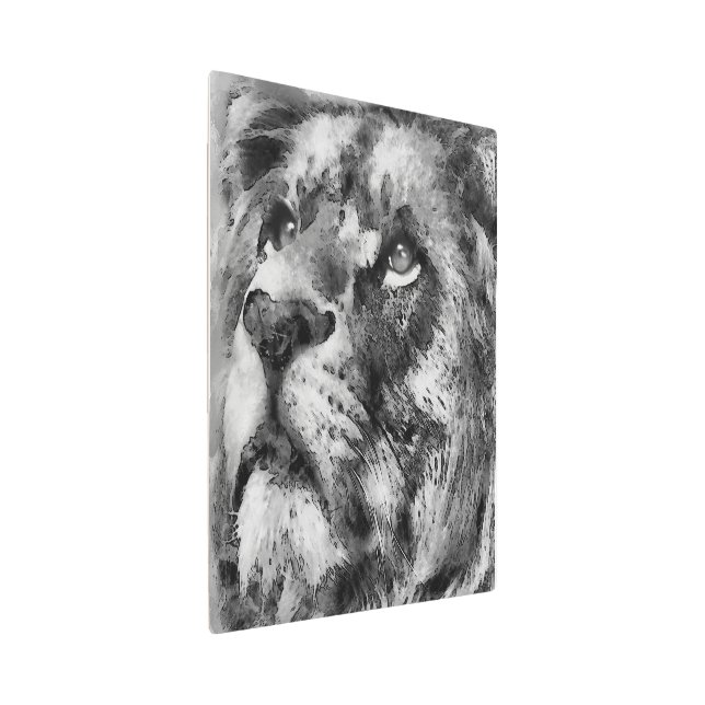 Placid Lion Face Silver Metal Print (3/4)