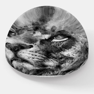 Placid Lion Face Silver Paperweight