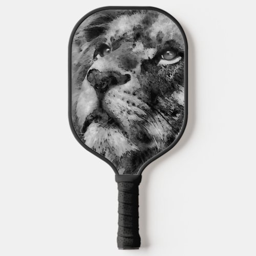 Placid Lion Face Silver Pickleball Paddle
