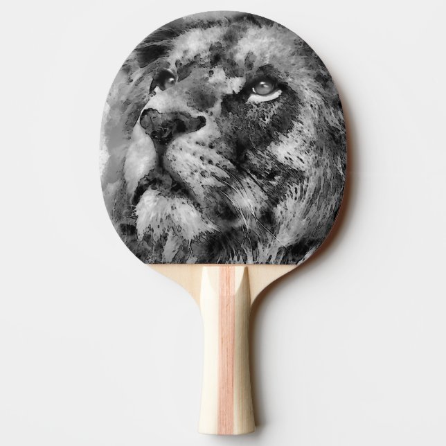 Placid Lion Face Silver Ping Pong Paddle (Back)