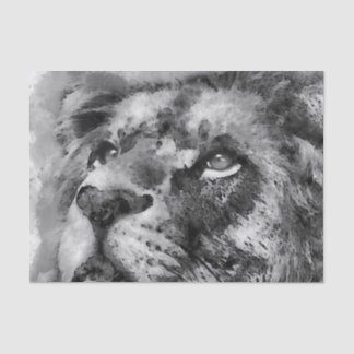 Placid Lion Face Silver Tissue Paper