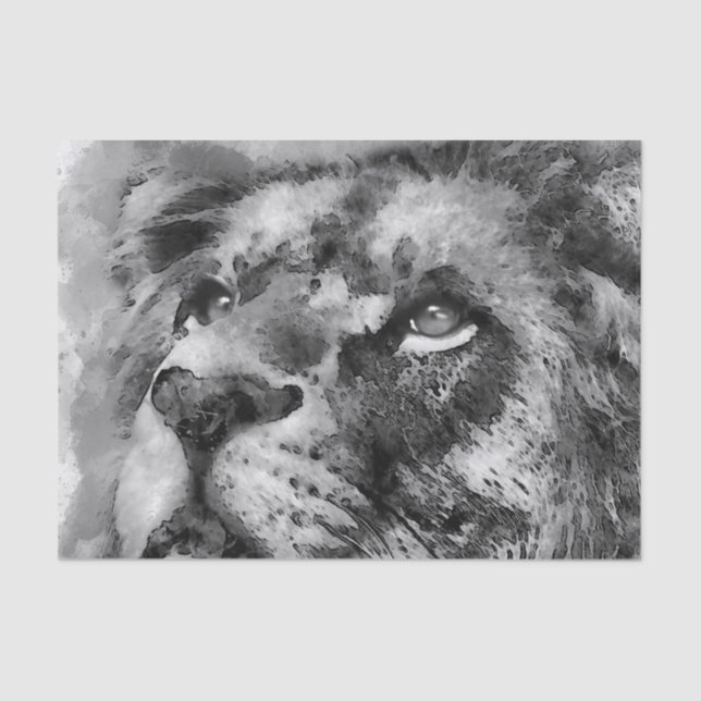 Placid Lion Face Silver Tissue Paper (Front)