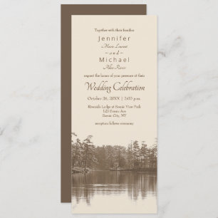 placid mountain lake landscape antique photo invitation