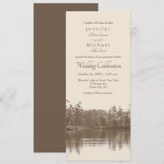placid mountain lake landscape antique photo invitation