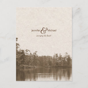 placid mountain lake landscape vintage photograph announcement postcard