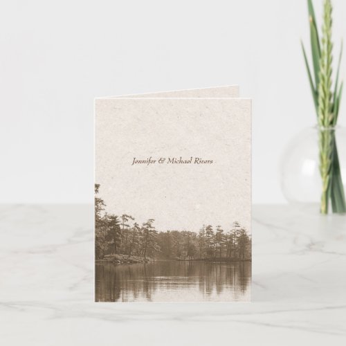 placid mountain lake landscape vintage photograph thank you card