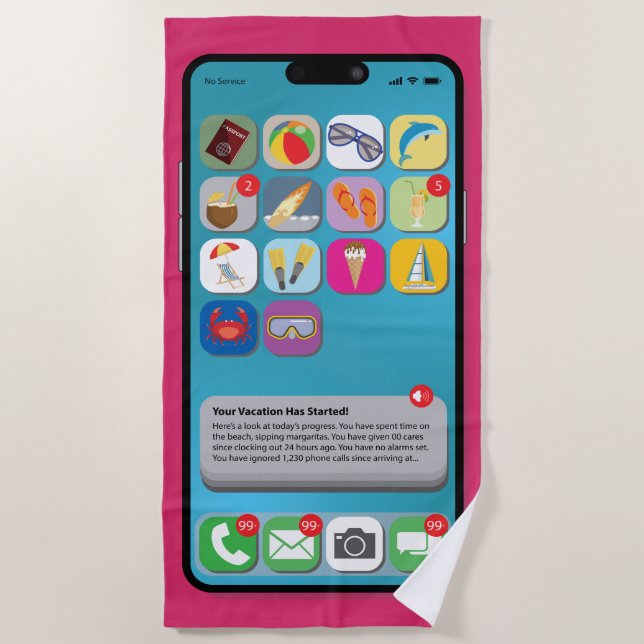 Placing Your Phone Is In Vacation Mode  Beach Towel (Front)