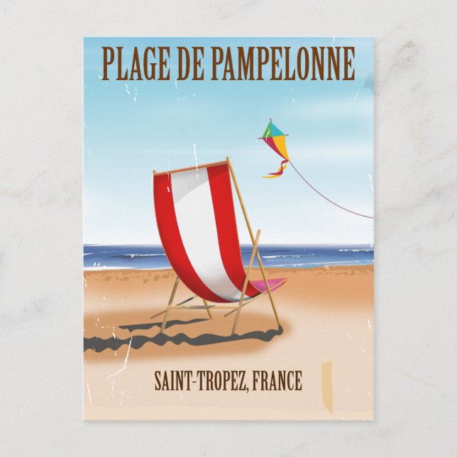 Plage de Pampelonne Vintage french travel poster Postcard (Front)