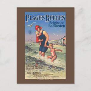 Plages Belges Vintage Poster 1920 Postcard
