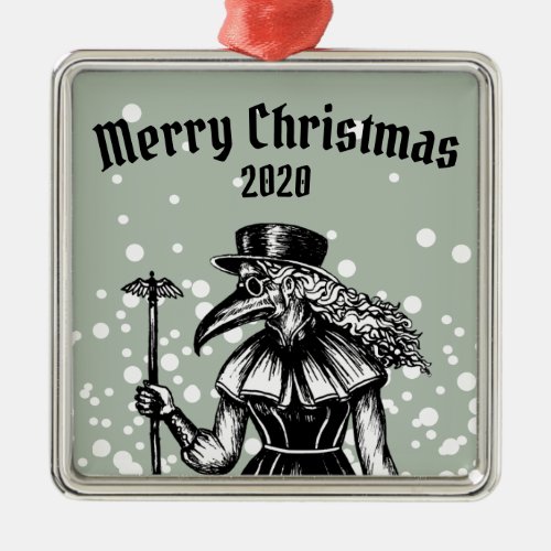 Plague Doctor Christmas Metal Ornament