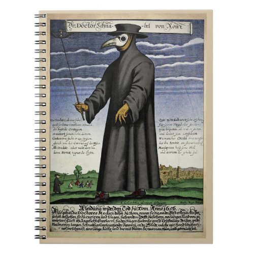 Plague Doctor _ Color Copper Engraving 1656 _ Notebook
