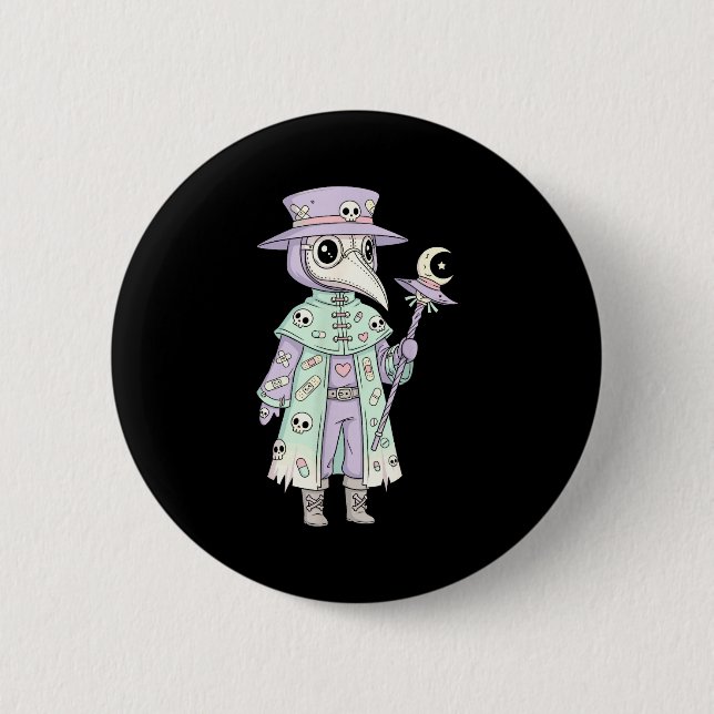 Plague Doctor Gothic Pastel Cute Moth Face Mask Oc Button (Front)