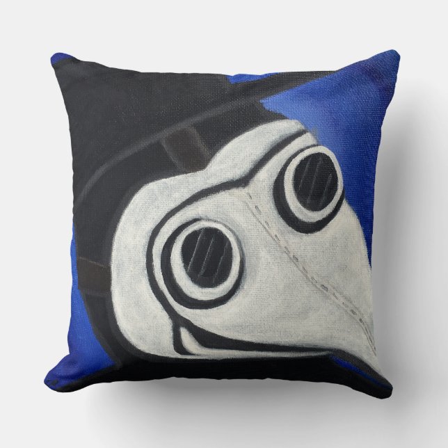 Plague Doctor Mask Throw Pillow (Front)