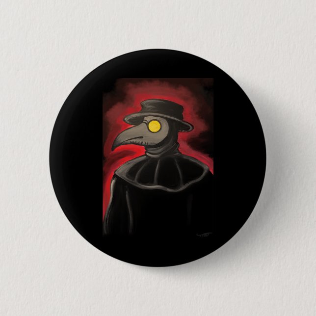 Plague Doctor Painting Sticker  Button (Front)