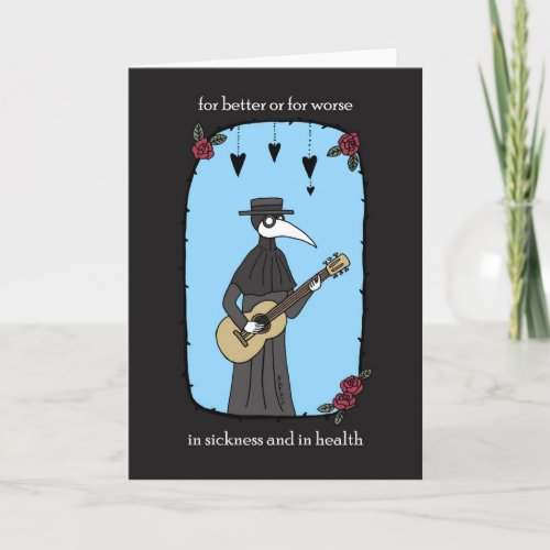 Plague Doctor playing guitar funny Goth Valentine Card