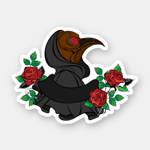  plague doctor red roses sticker