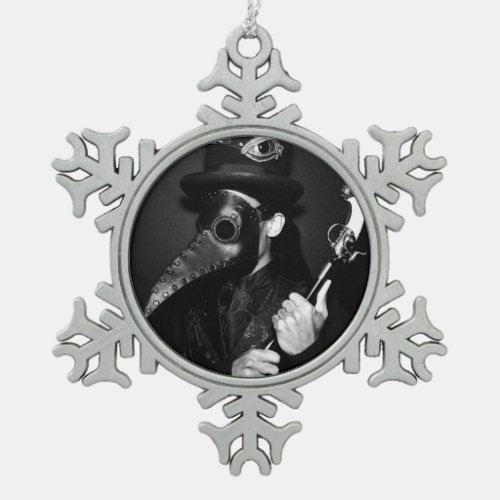 Plague Doctor Snowflake Pewter Christmas Ornament