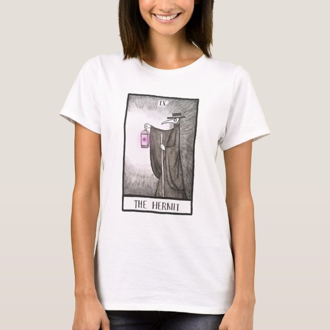 Plague Doctor Tarot Hermit Art Lockdown memento   T-Shirt (Front)