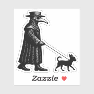 Plague Doctor Walking Chihuahua Sticker