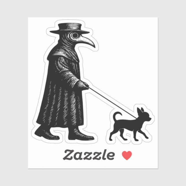 Plague Doctor Walking Chihuahua Sticker (Sheet)
