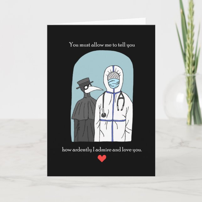 Plague Doctor with COVID doctor Jane Austin quote Card (Front)