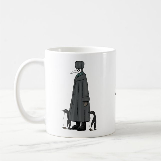 Plague Doctor with penguins funny custom name Coffee Mug (Left)