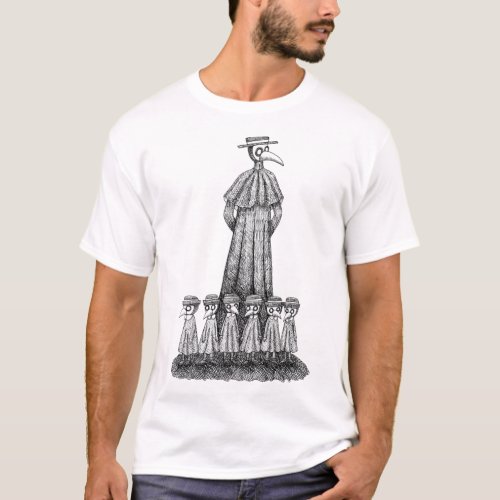 Plague Doctor with pupils Goth Art Creepy Drawing T_Shirt
