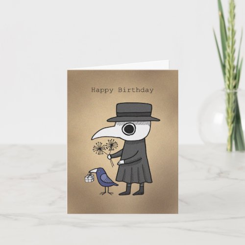 Plague Doctor with Raven Dark Humor Birthday   Card