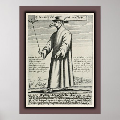 Plague Doctors Beak Costume Rome Poster