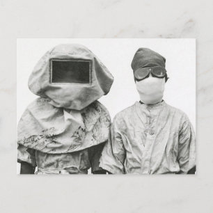Plague Experiment Masks 1912 Manila Repro Postcard