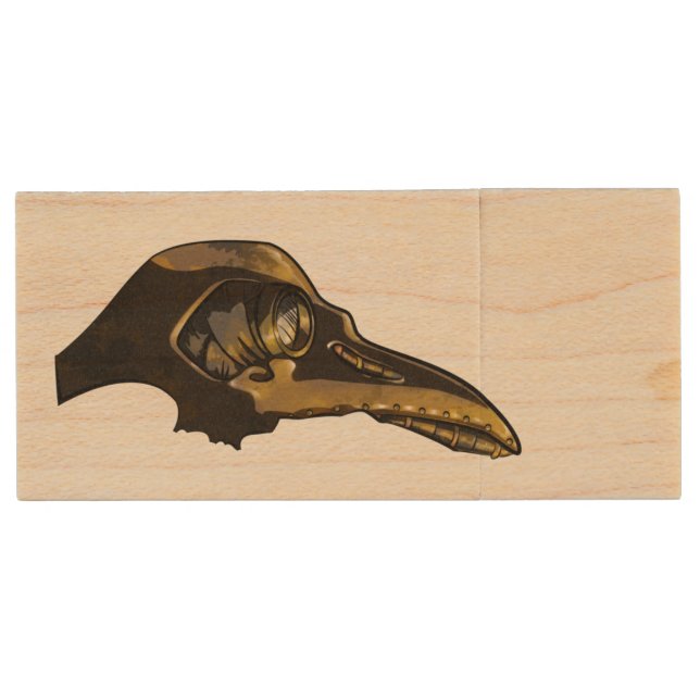 Plague Mask Wood Flash Drive (Front)