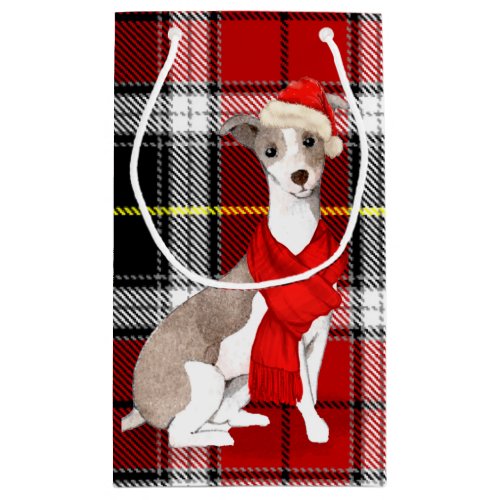 Plaid and an Italian Greyhound Christmas Dog Small Gift Bag