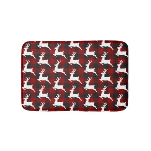Plaid and deer bath mat