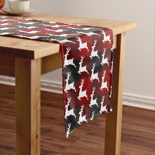 Plaid and deer  short table runner