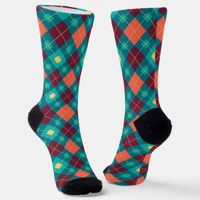 Plaid and Diamonds  Socks (Angled)