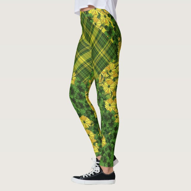 Plaid and Floral Patchwork Leggings (Left)