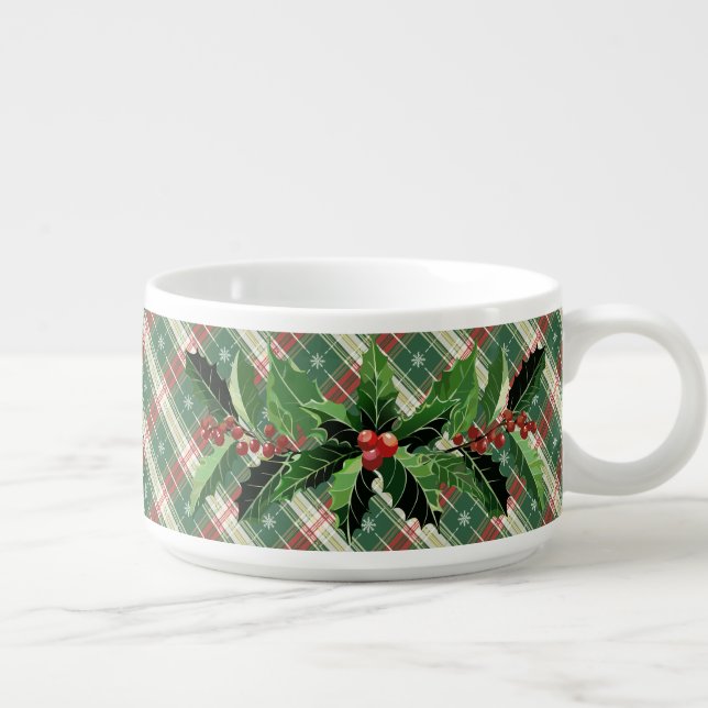 Plaid and Holly Bowl (Left)