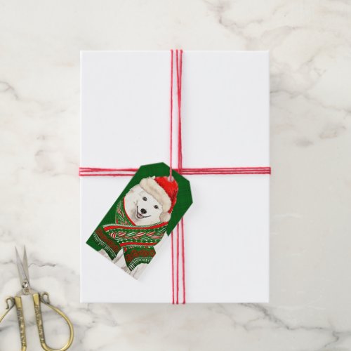 Plaid and Japanese Spitz Dog Lover Christmas Gift Tags