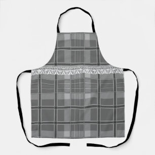 Plaid and lace black white gray cute girly apron