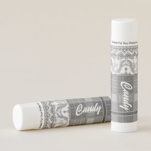 Plaid and lace black white graygirly cute lip balm