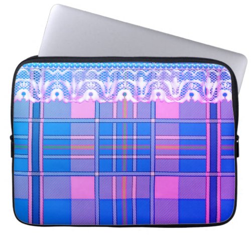 Plaid and lace purple and pink feminine laptop sleeve